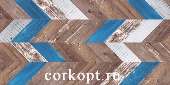 Замковый пробковый пол RCORK Photocork Chevron azul 10мм